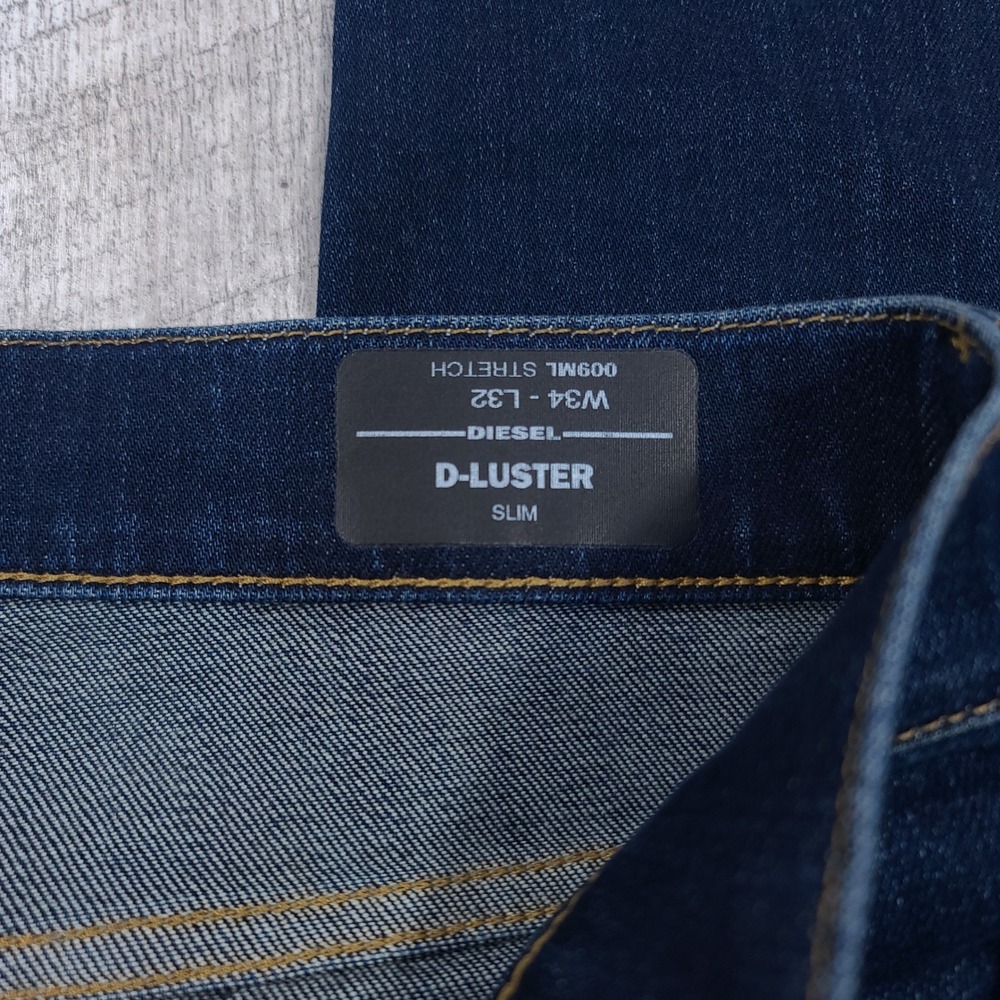 Diesel D-Luster Jeans Mens 34x34 Dark Blue Slim Fit Stretch Denim Pants - Picture 8 of 10